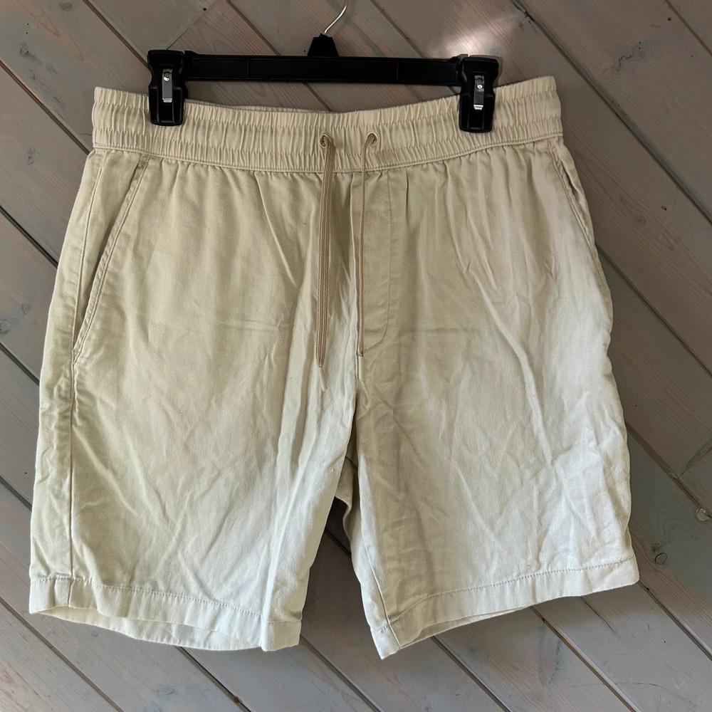 UNTUCKit Whitley Mens Tan Cotton Linen Drawstring Elastic Waist Shorts Medium